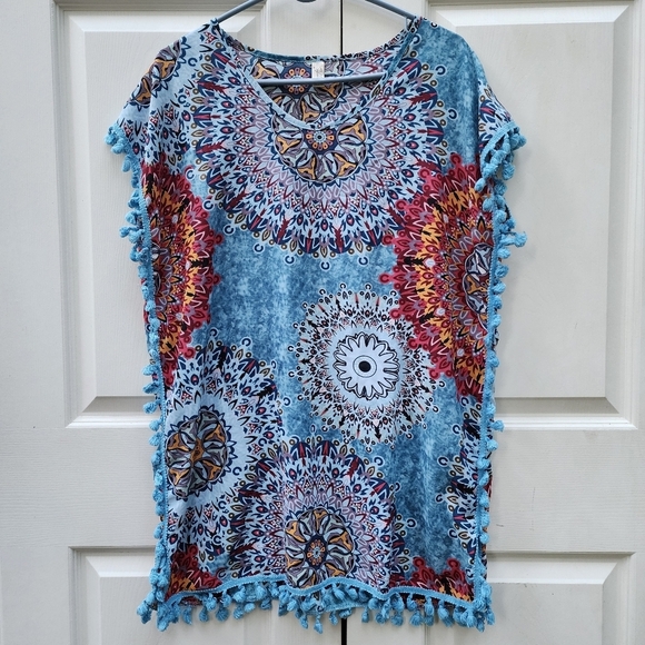 Yincro Swimsuit Cover Size A  100% polyester Multicolor Mandala print - Picture 1 of 9